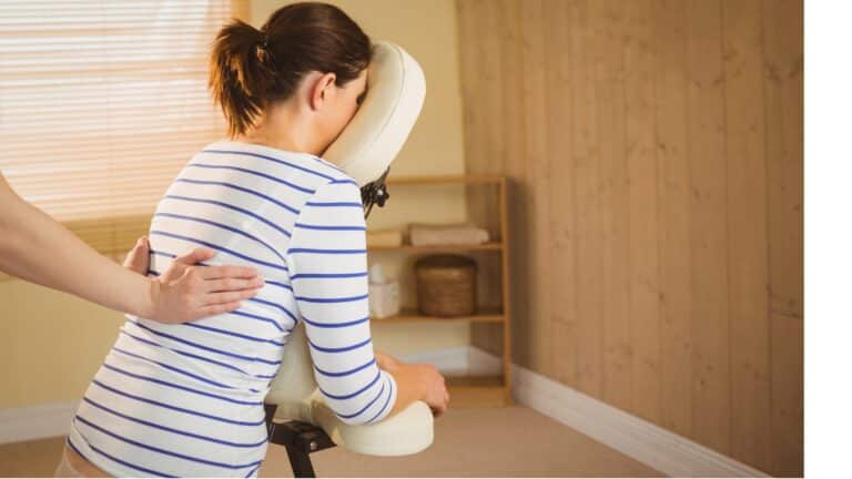 employee enjoying on site chair massage