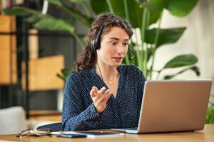 Employee having a one on one wellness workshop via zoom