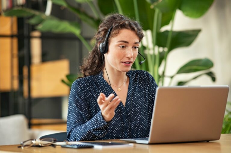 Employee having a one on one wellness workshop via zoom