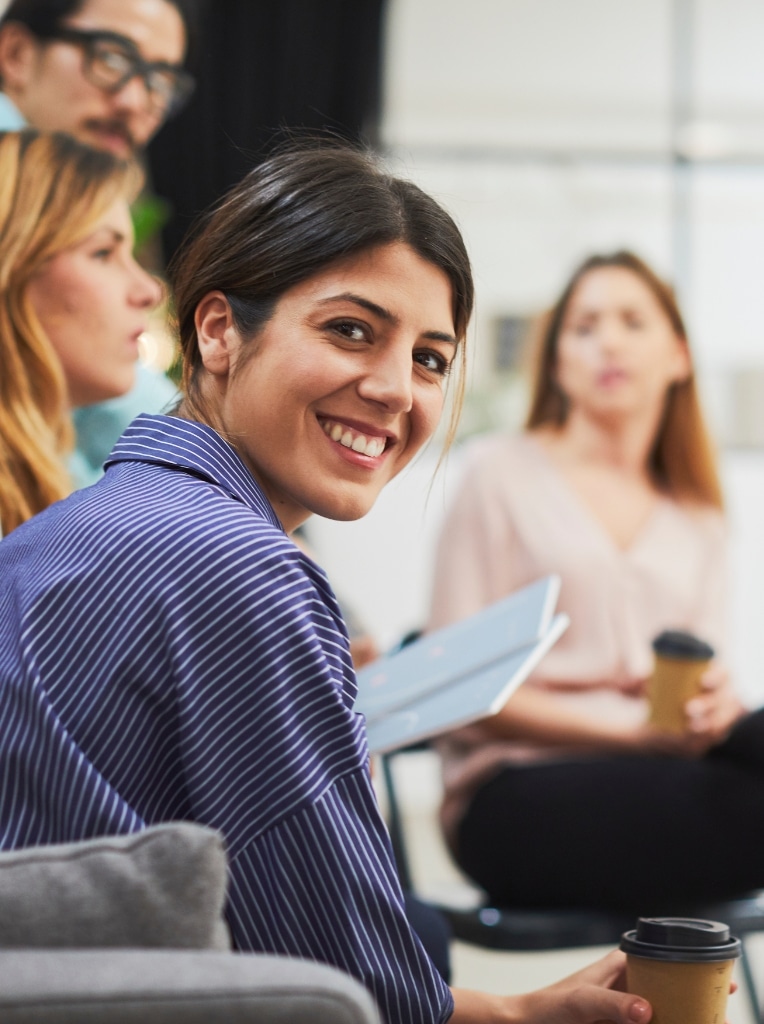 Employee enjoying wellness workshop to reduce stress