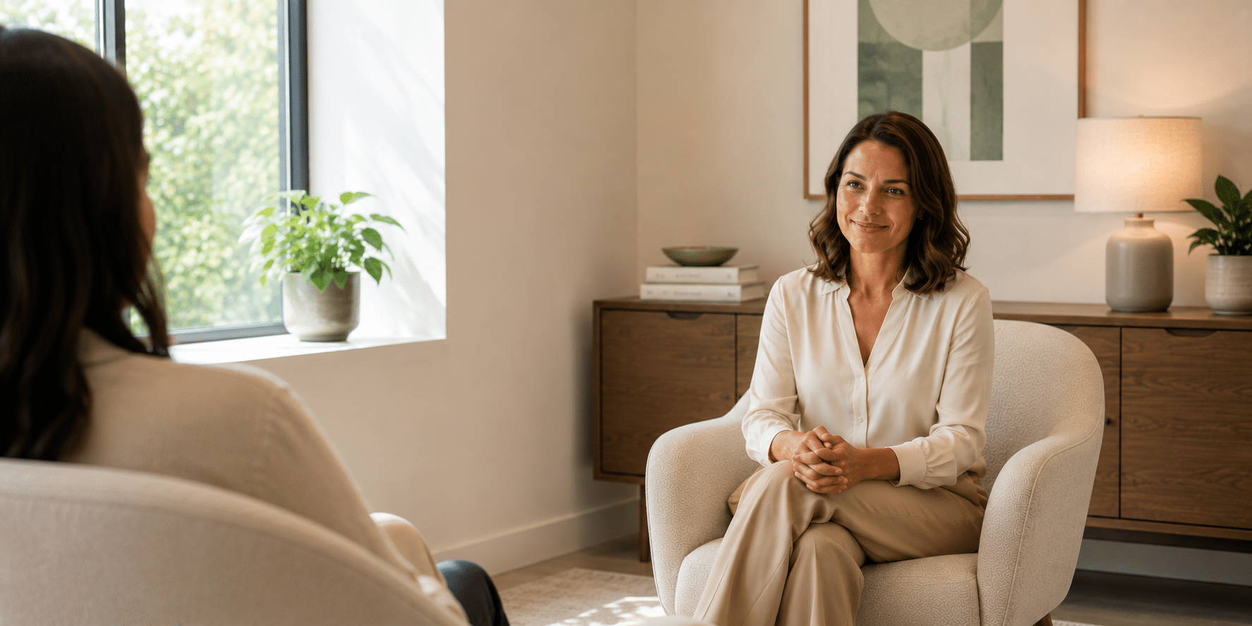 an employee benefiting from 1:1 wellness coaching from corporate and calm in person